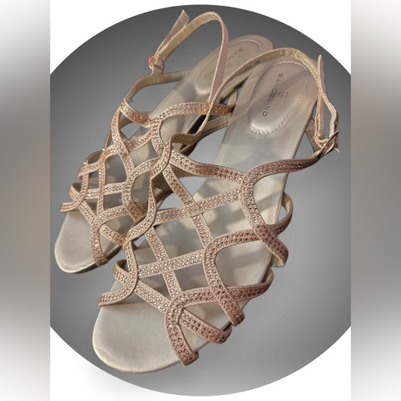 Bandolino Women’s Gold/Rose Tone Rhinestone Open Toe Sling Back Sandals Size 8M - Picture 6 of 12